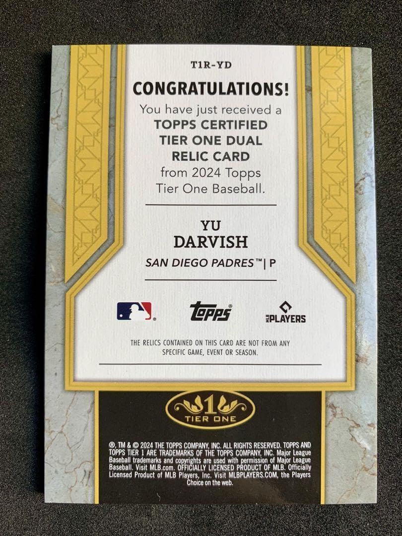ダルビッシュ有　2024 Topps TierOne  パッチカード　49枚限定 Amazon.co.jp: ダルビッシュ有 2024 Topps TierOne パッチカード